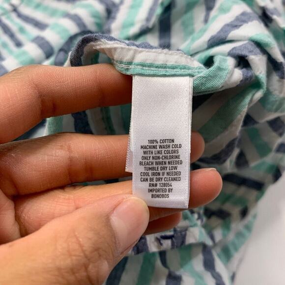 Bonobos Shirt Mens XXL Long Standard Fit Capri Grey Striped Seersucker Cotton - Picture 6 of 10